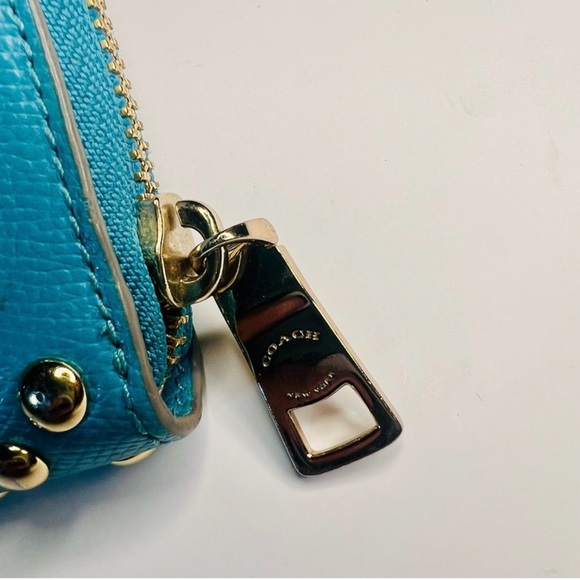 Coach Teal Studded Women's Wallet - Picture 4 of 7